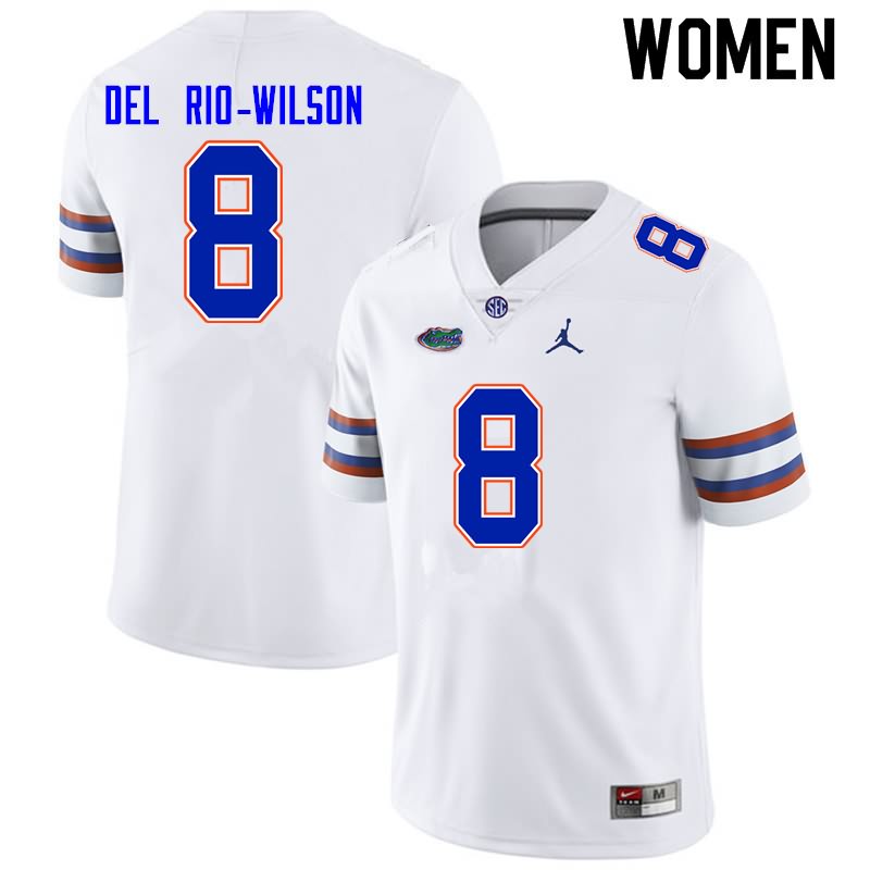 Women's NCAA Florida Gators Carlos Del Rio-Wilson #8 Stitched Authentic Nike White College Football Jersey QZJ2565TL